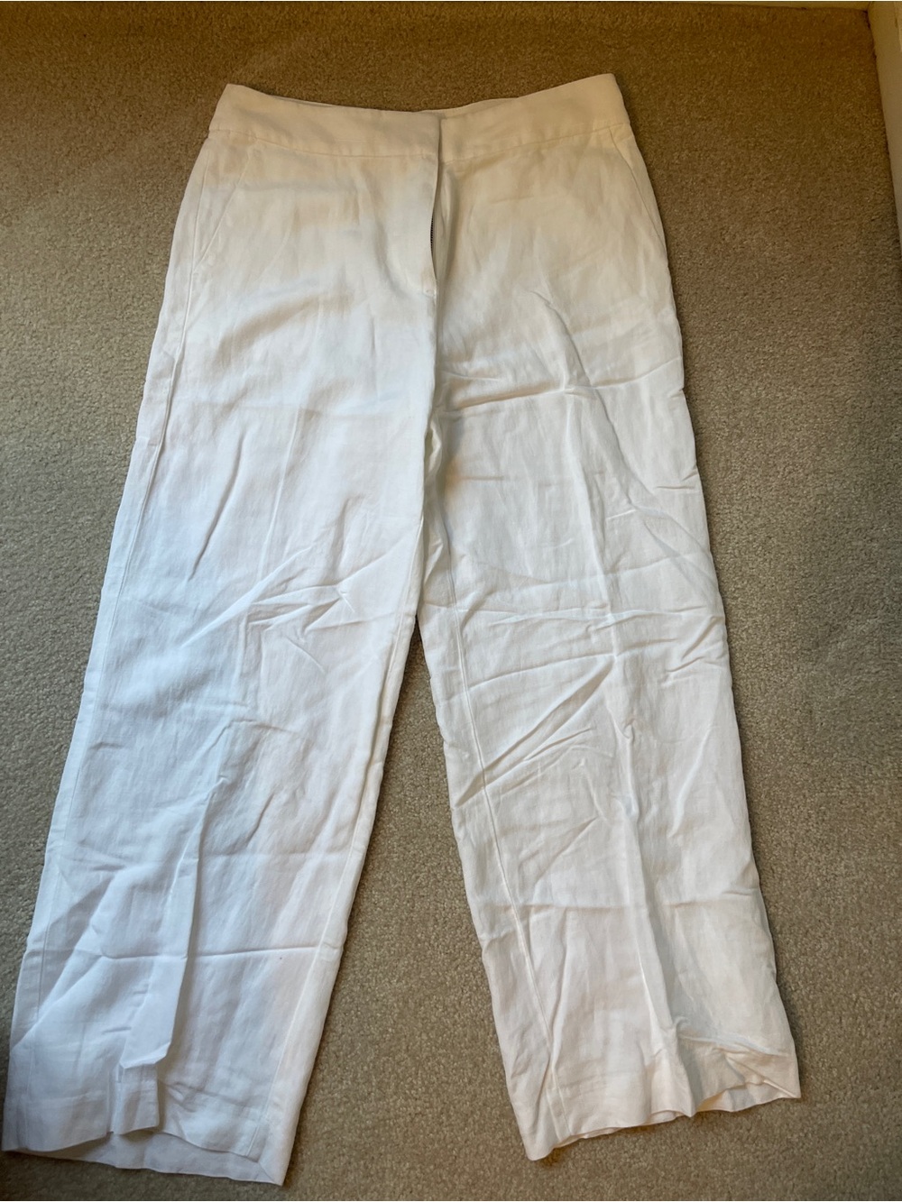LOFT Women’s White Linen Blend Chino Pants